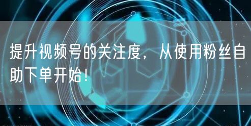 提升视频号的关注度,从使用粉丝自助下单开始!