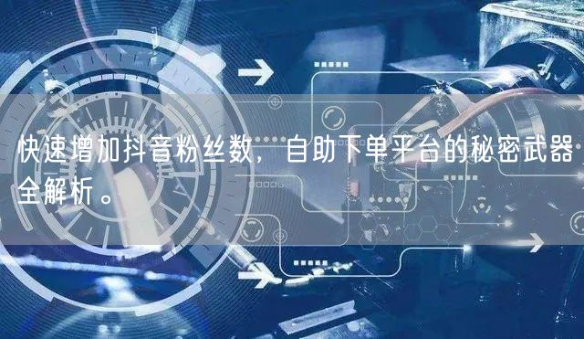 快速增加抖音粉丝数,自助下单平台的秘密武器全解析。