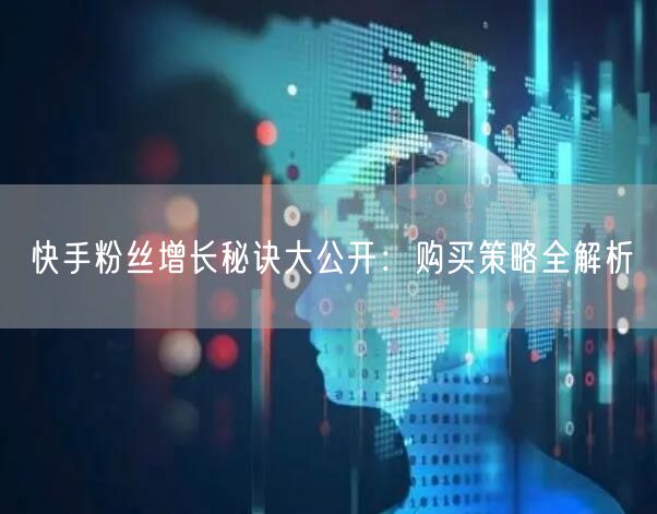 快手粉丝增长秘诀大公开:购买策略全解析